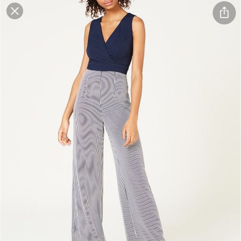 Navy with white stripe jumpsuit